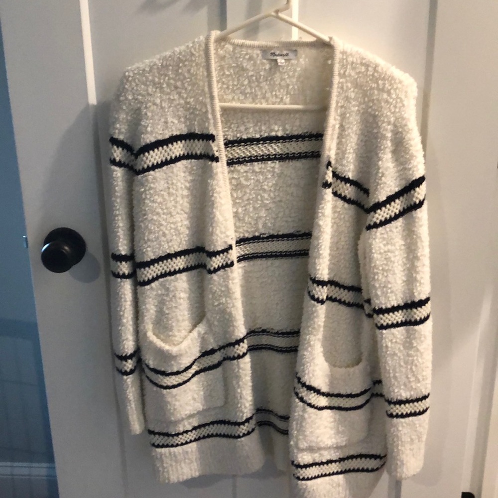 Madewell Striped bouclé cardigan sweater